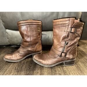 Clark's Narrative Mezze Rose WP Cow Full Grain Leather Pull on Moto Boots Sz 10
